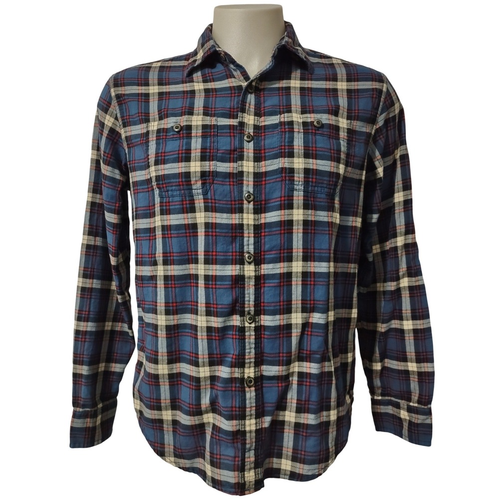 American Eagle Button Down Men's Size M Plaid Blue Red Athletic Fit Cotton Shirt